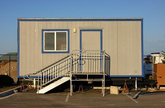 portable workspaces set up at a project site